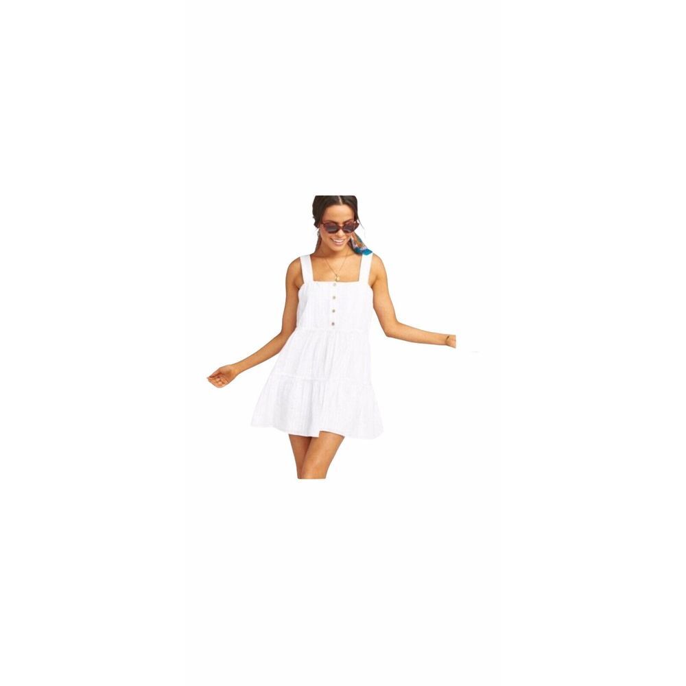 Show Me Your Mumu Womens Marisa Dress White Button Square Neck Sleeveless XS New
